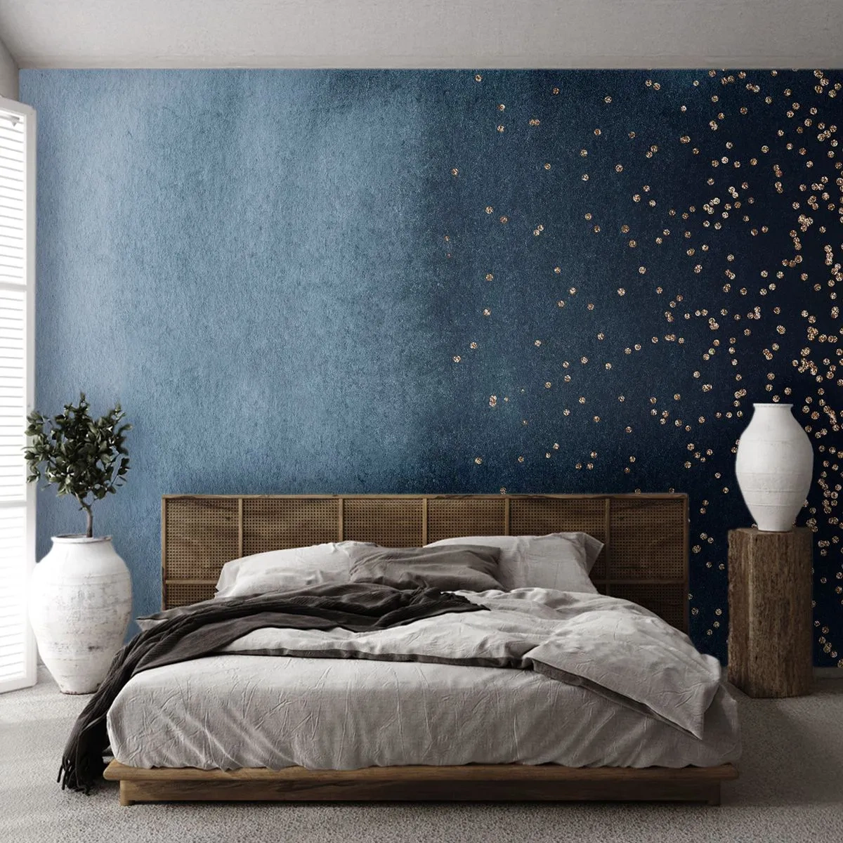 Photo Wallpaper Premium Canvas - Composition - Blue Phases - Abstraction, Piece, Design - 400x280 cm