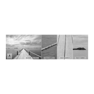 Photo Wallpaper Sample Premium Sand - Maybe a Trip… - Landscape, Sea, Wooden Bridge - 100x30 cm