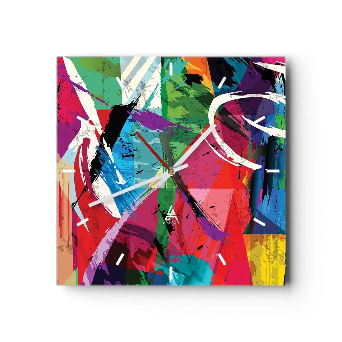 Wall clock - Clock on glass - Fast, Vividly and Jamming - 30x30 cm