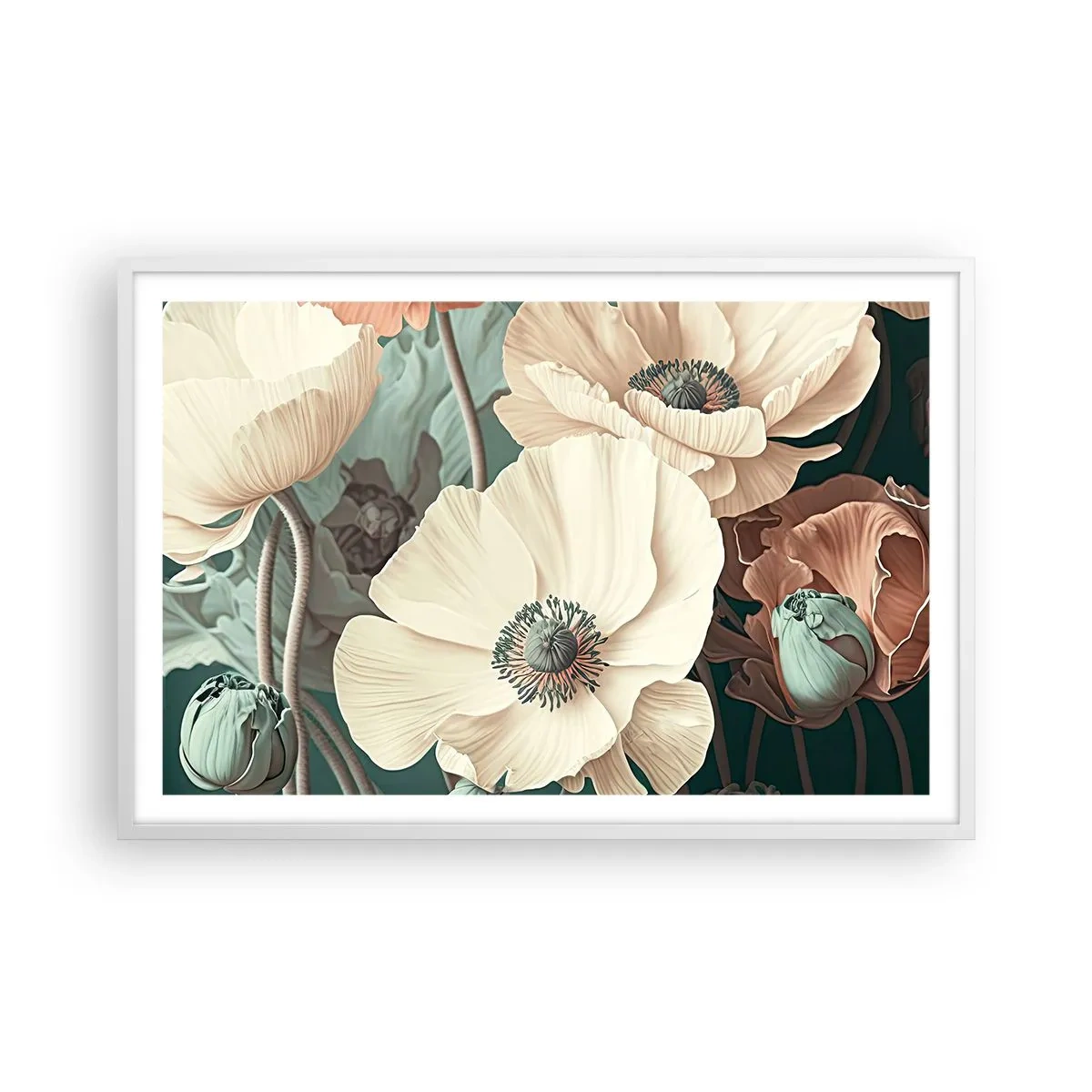 Poster in white frmae - Whisper of the Poppies - 91x61 cm