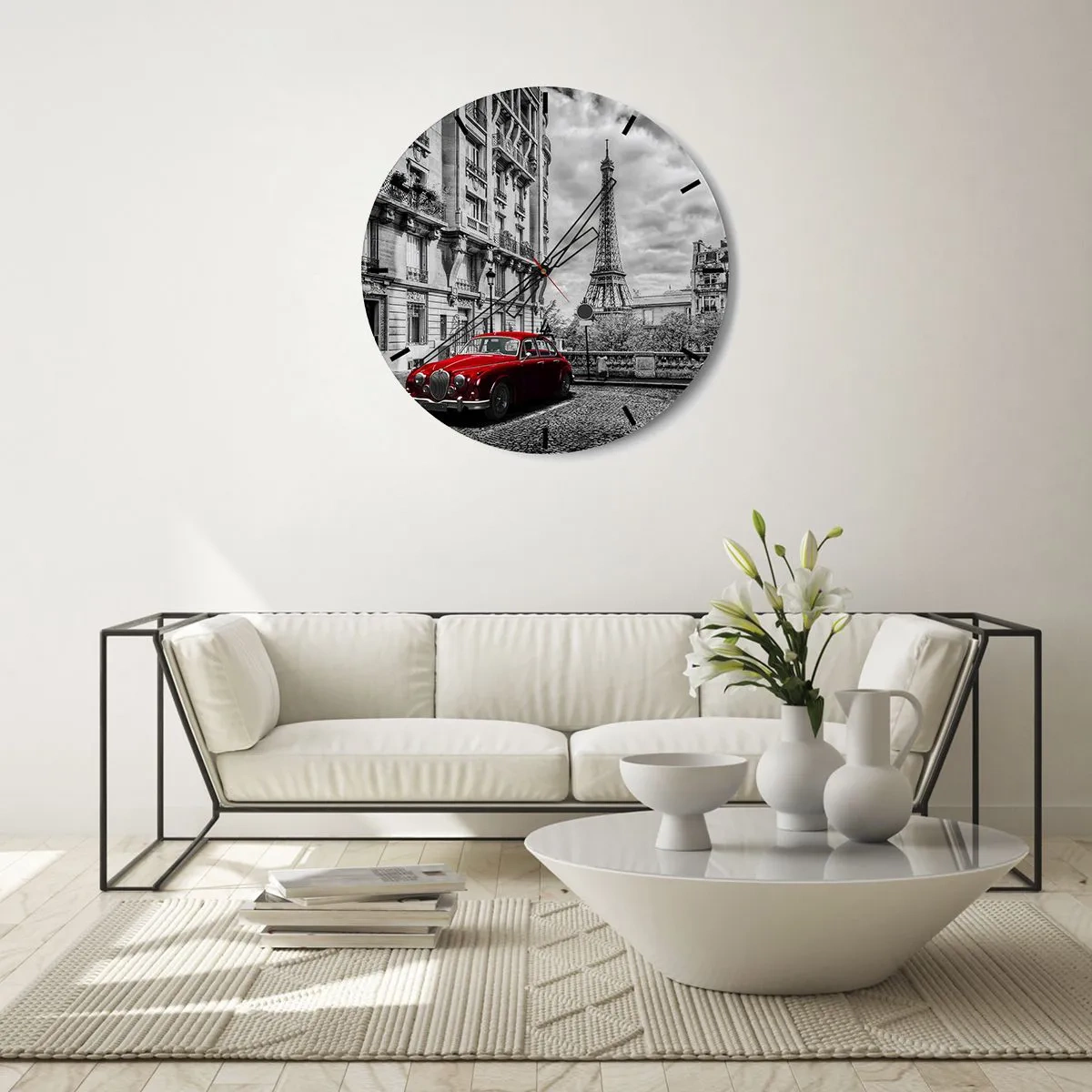 Wall clock - Clock on glass - Predator in the City - 40x40 cm