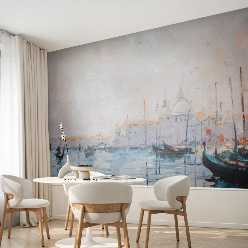 Photo Wallpaper Premium Sand - Behind Water behind Fog - Piece, City, Venice - 200x140 cm