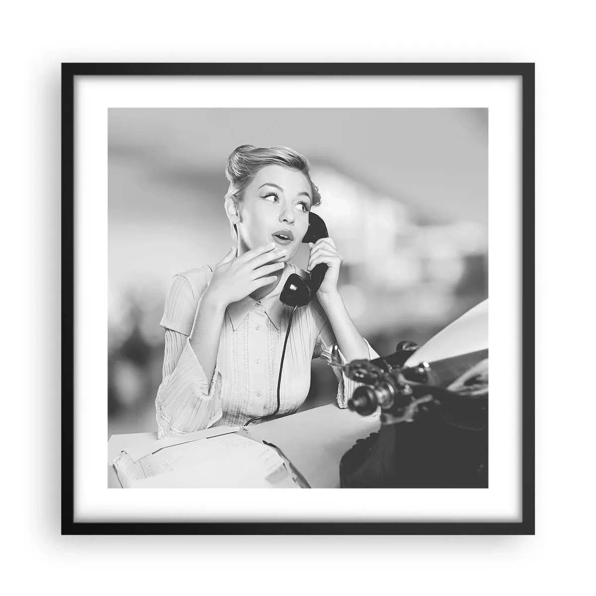 Poster in black frame - Hello, Here Come the 50-ies - 50x50 cm