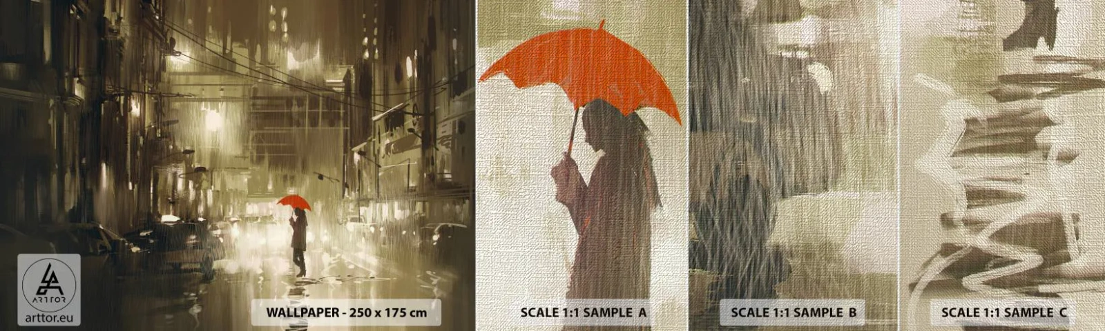 Photo Wallpaper Sample Premium Canvas - Alone But Not Lonely - City, Woman, Architecture - 100x30 cm