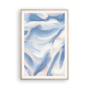 Poster in light oak frame - Blue Waves - 61x91 cm