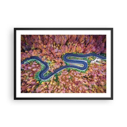 Poster in black frame - Winding Path through a Forest - 70x50 cm