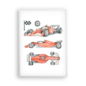 Poster in white frmae - Race for the Dreams - 70x100 cm