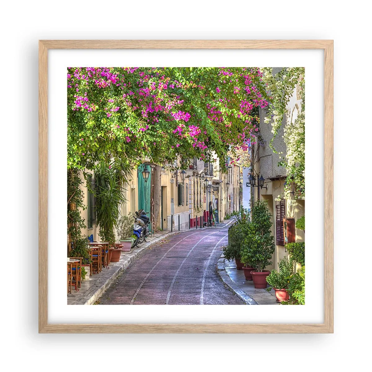 Poster in light oak frame - Blooming Alley - 50x50 cm