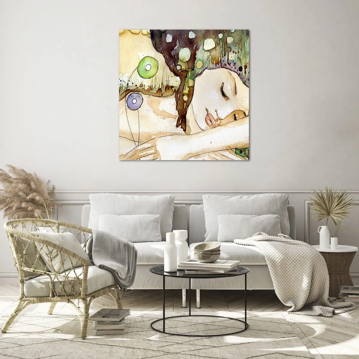 Glass picture - Emerald and Violet Dream - 40x40 cm