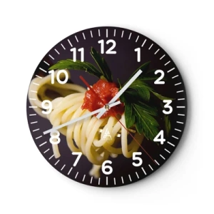 Wall clock - Clock on glass - Tasty Bite - 30x30 cm