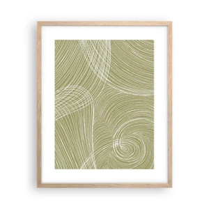 Poster in light oak frame - Intricate Abstract in White - 40x50 cm