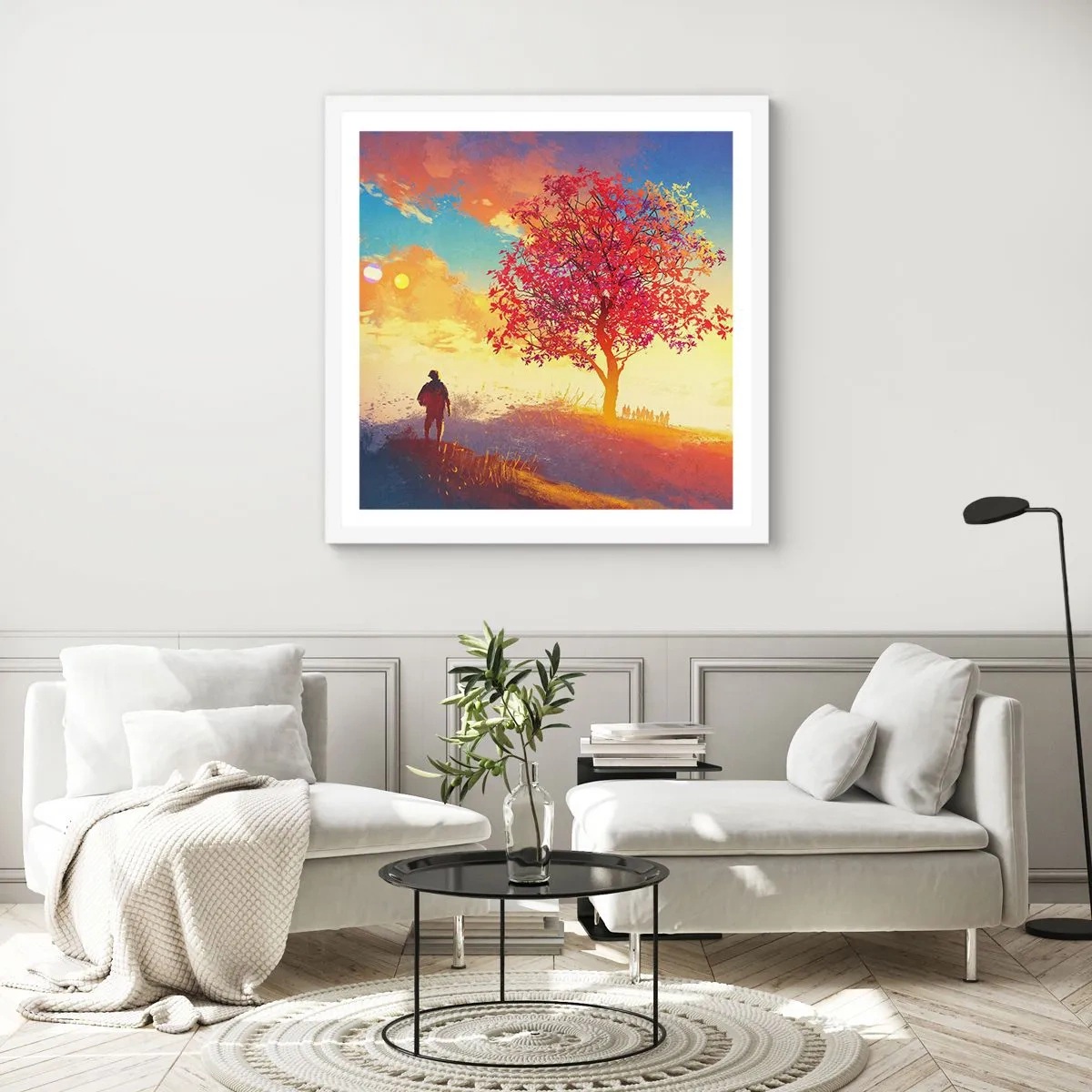 Poster in white frmae - Pilgrim at Its Goal - 60x60 cm