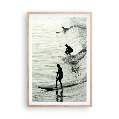 Poster in light oak frame - Meeting the Wave - 61x91 cm