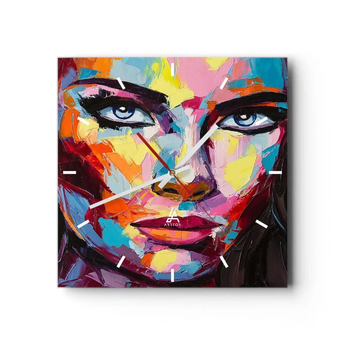 Wall clock - Clock on glass - Soul Is Also Colourful - 40x40 cm