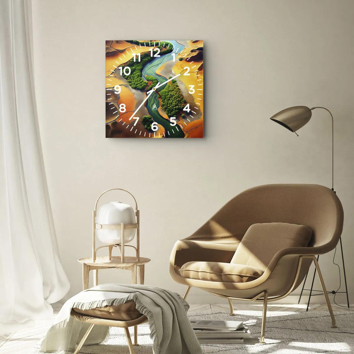 Wall clock - Clock on glass - Life-giving River - 30x30 cm