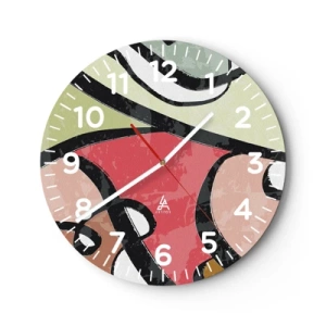 Wall clock - Clock on glass - Pirouettes Among Colours - 40x40 cm