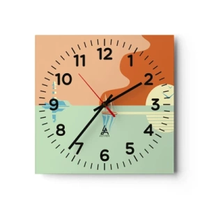 Wall clock - Clock on glass - Ideal Sea Landscape - 40x40 cm