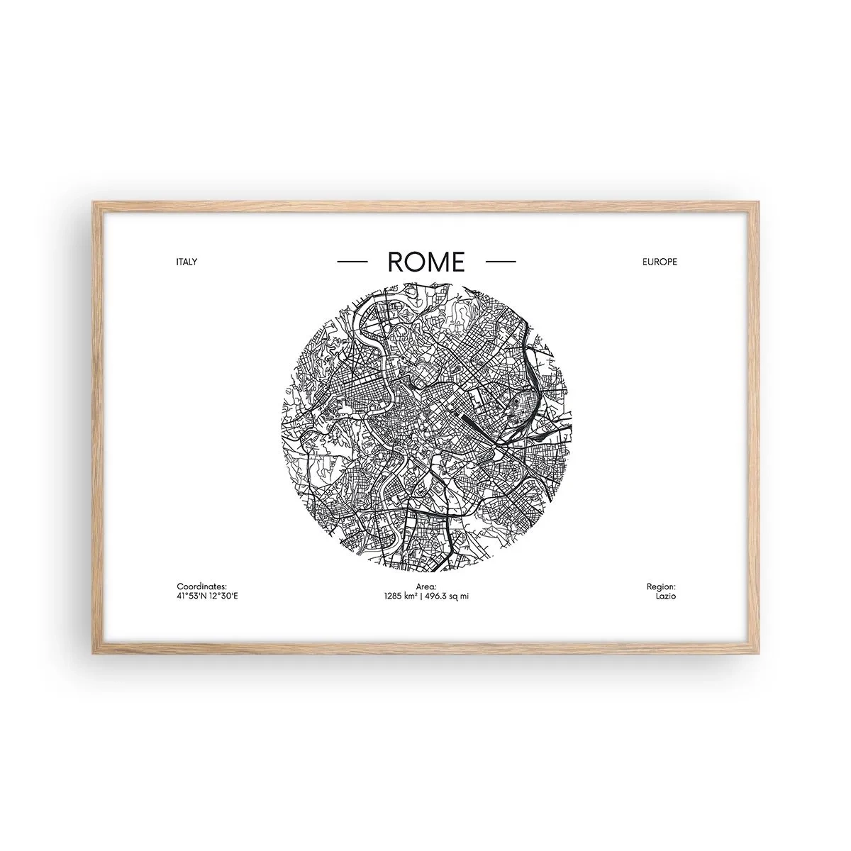 Poster in light oak frame - Anatomy of Rome - 91x61 cm