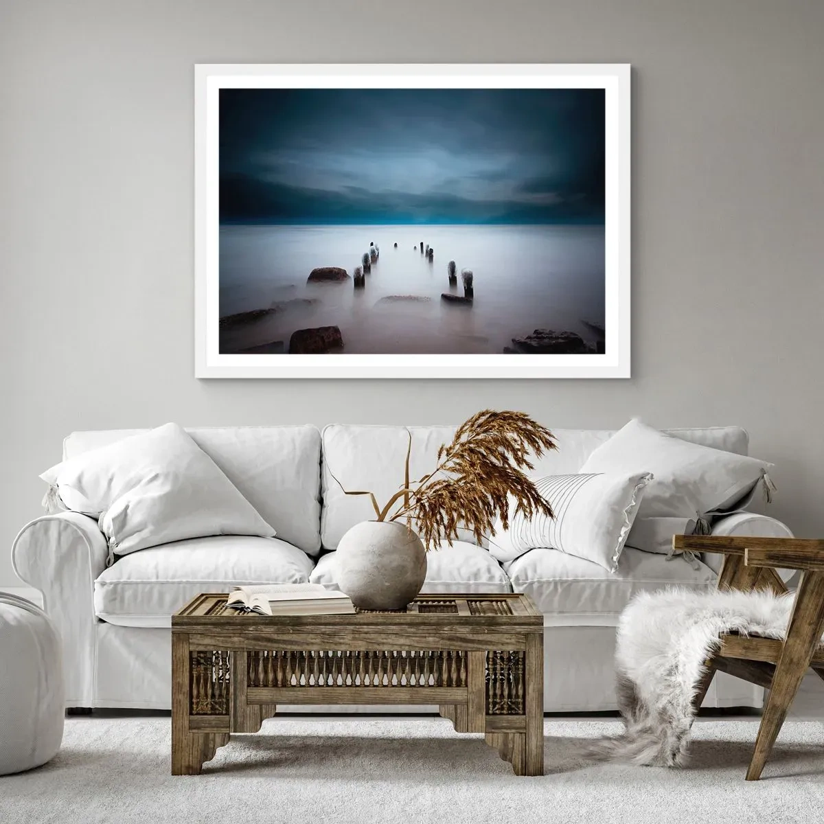 Poster in white frmae - Pensive Lake - 40x30 cm