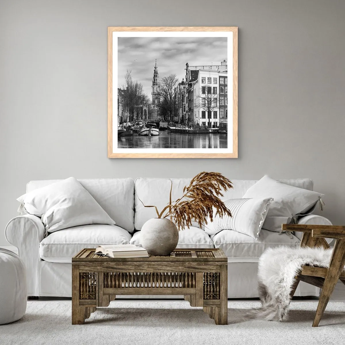 Poster in light oak frame - Amsterdam Atmosphere - 40x40 cm
