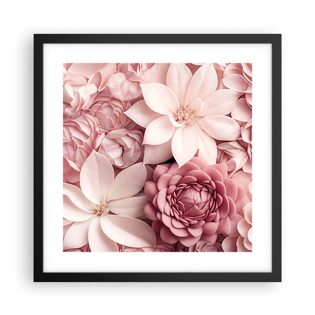 Poster in black frame - In Pink Petals - 40x40 cm