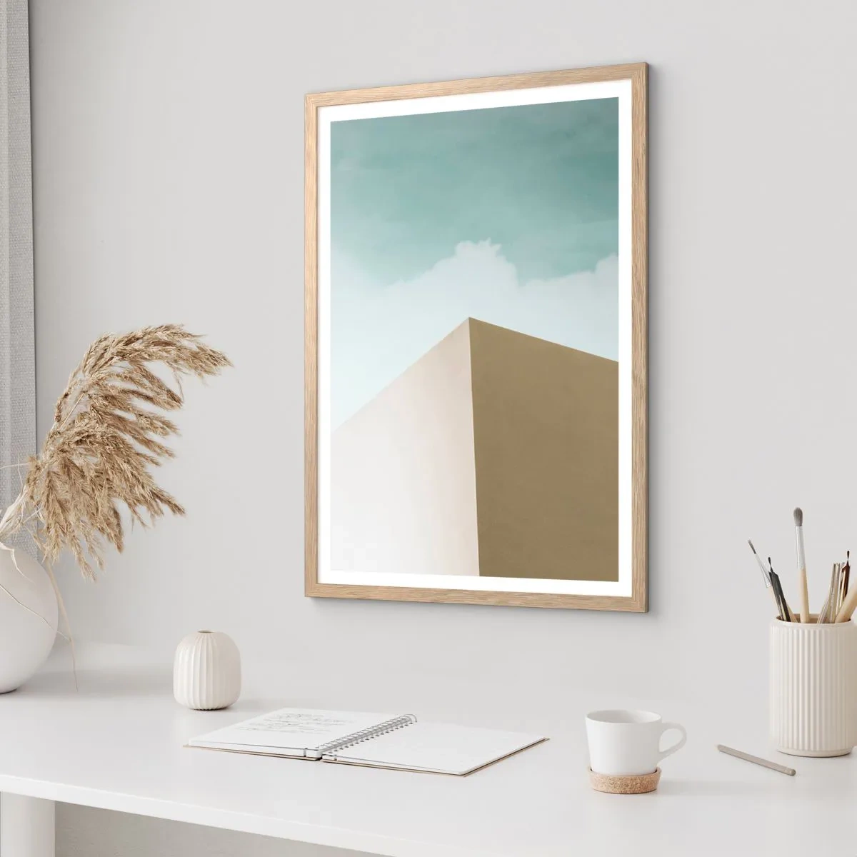 Poster in light oak frame - Geometry of a Sunny summer - 70x100 cm