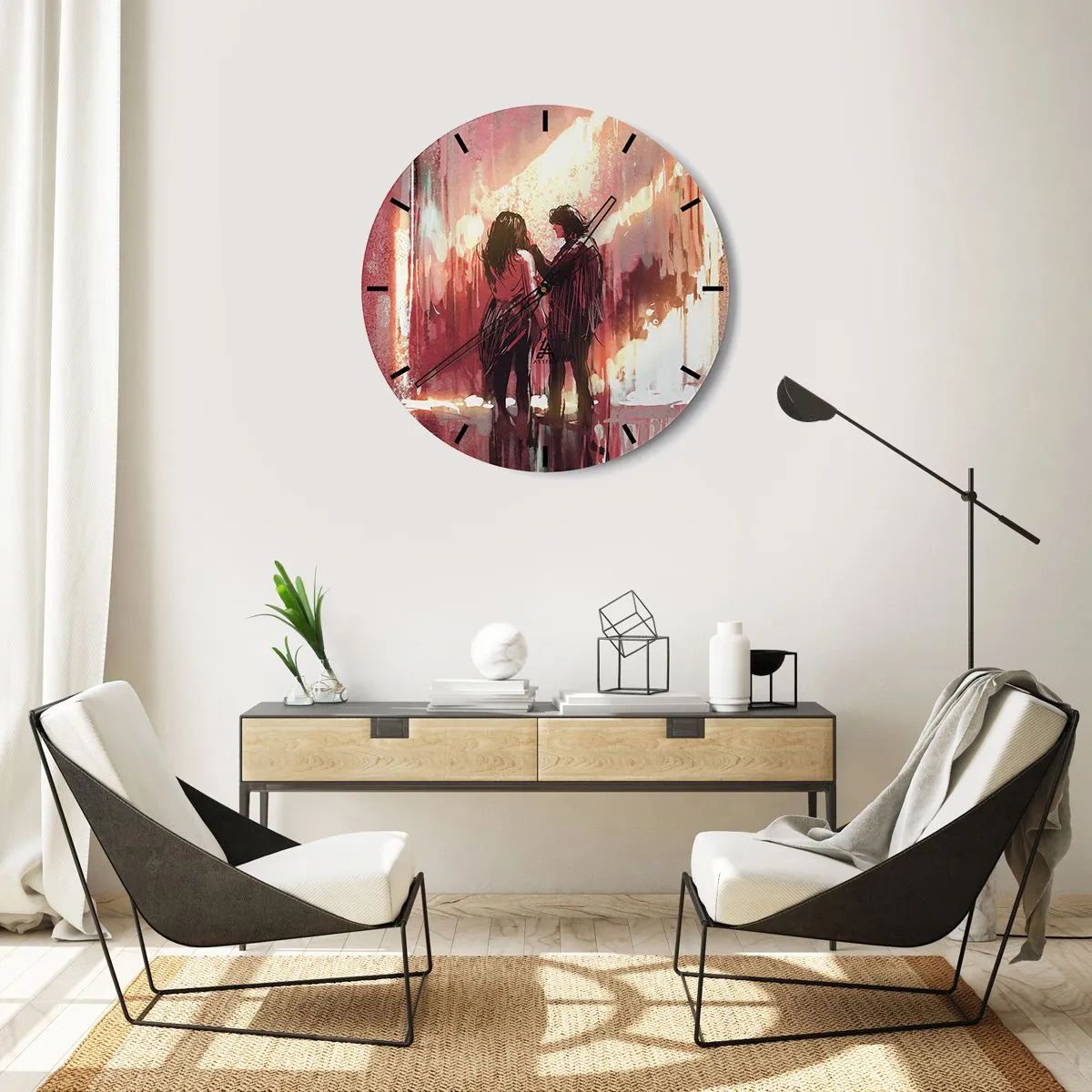 Wall clock - Clock on glass - Eternal Spectacle of Love - 40x40 cm
