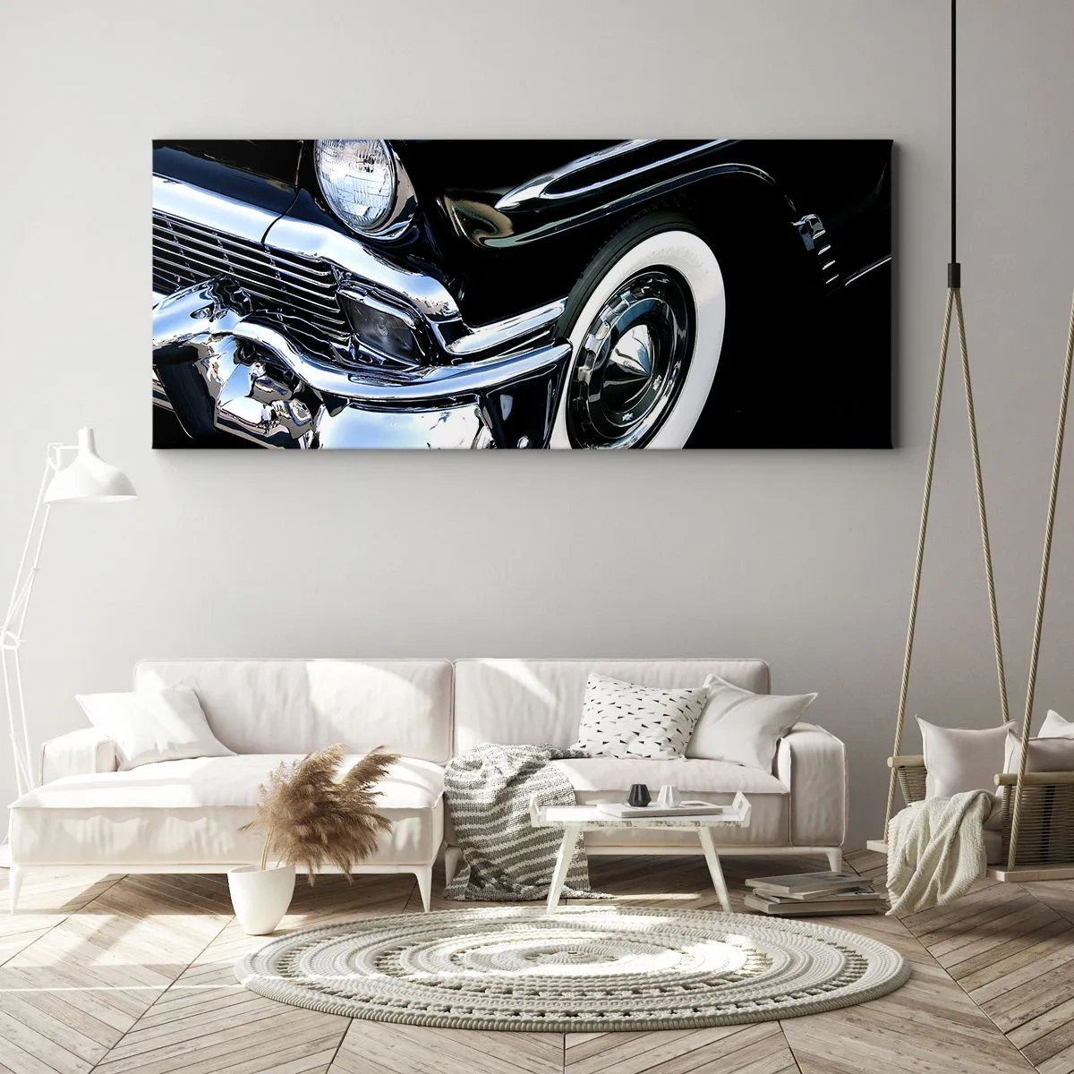 Canvas picture - Classics in Silver, Black and White - 160x50 cm