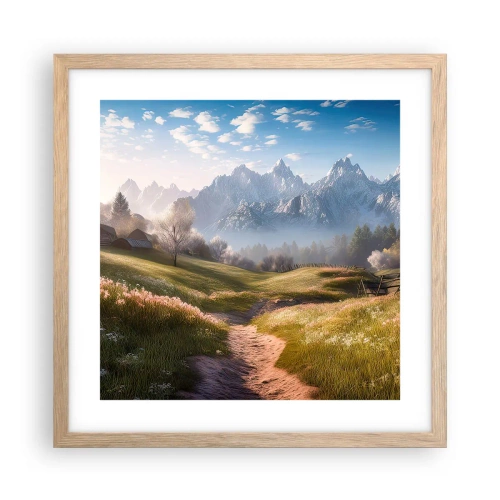 Poster in light oak frame - Quiet Valley - 40x40 cm