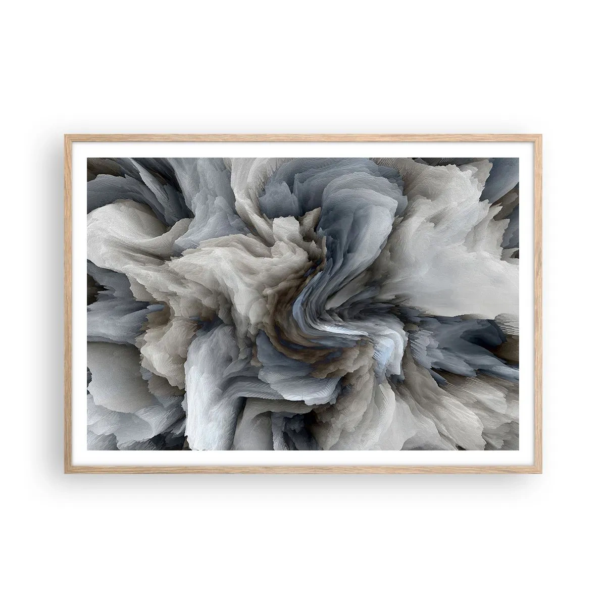 Poster in light oak frame - Stone and Flower - 100x70 cm