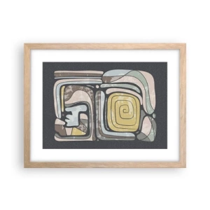 Poster in light oak frame - Abstract in Precolumbian Style  - 40x30 cm