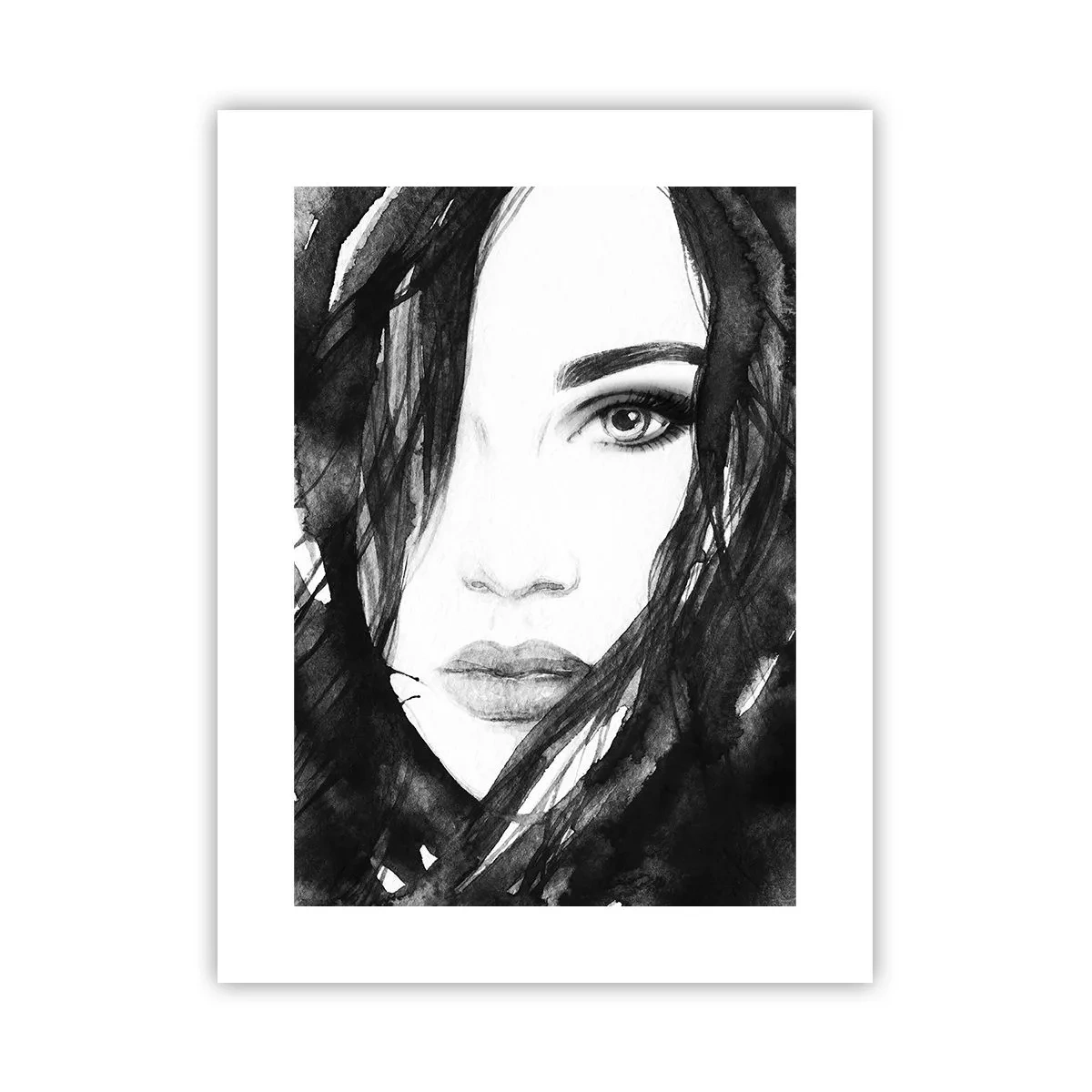 Poster - Portriat of a Lady in Black and White - 30x40 cm