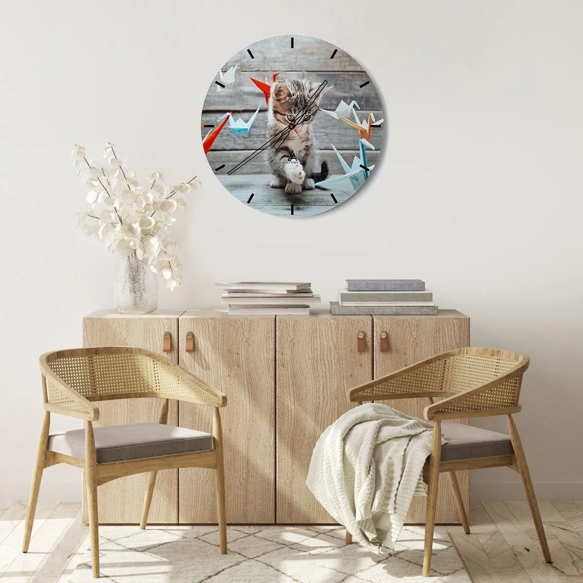 Wall clock - Clock on glass - First Lesson - 40x40 cm