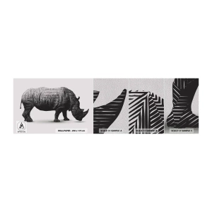 Photo Wallpaper Sample Premium Sand - Geometric Beauty of Nature - Animals, Rhinoceros, Graphics - 100x30 cm