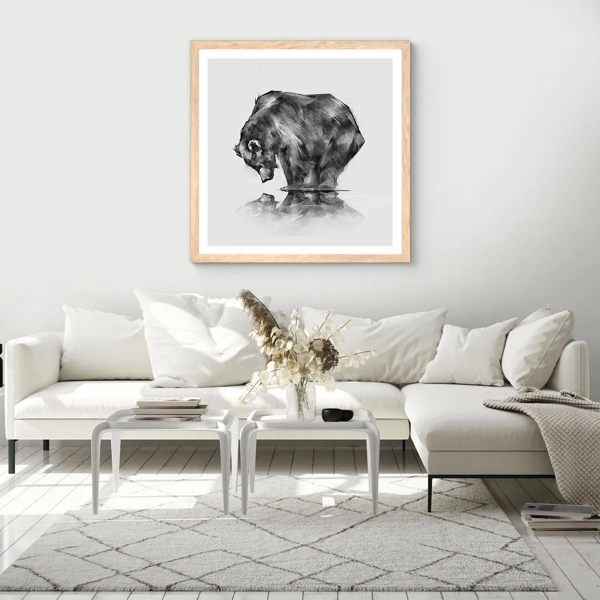 Poster in light oak frame - Nice to See Someone Close - 60x60 cm