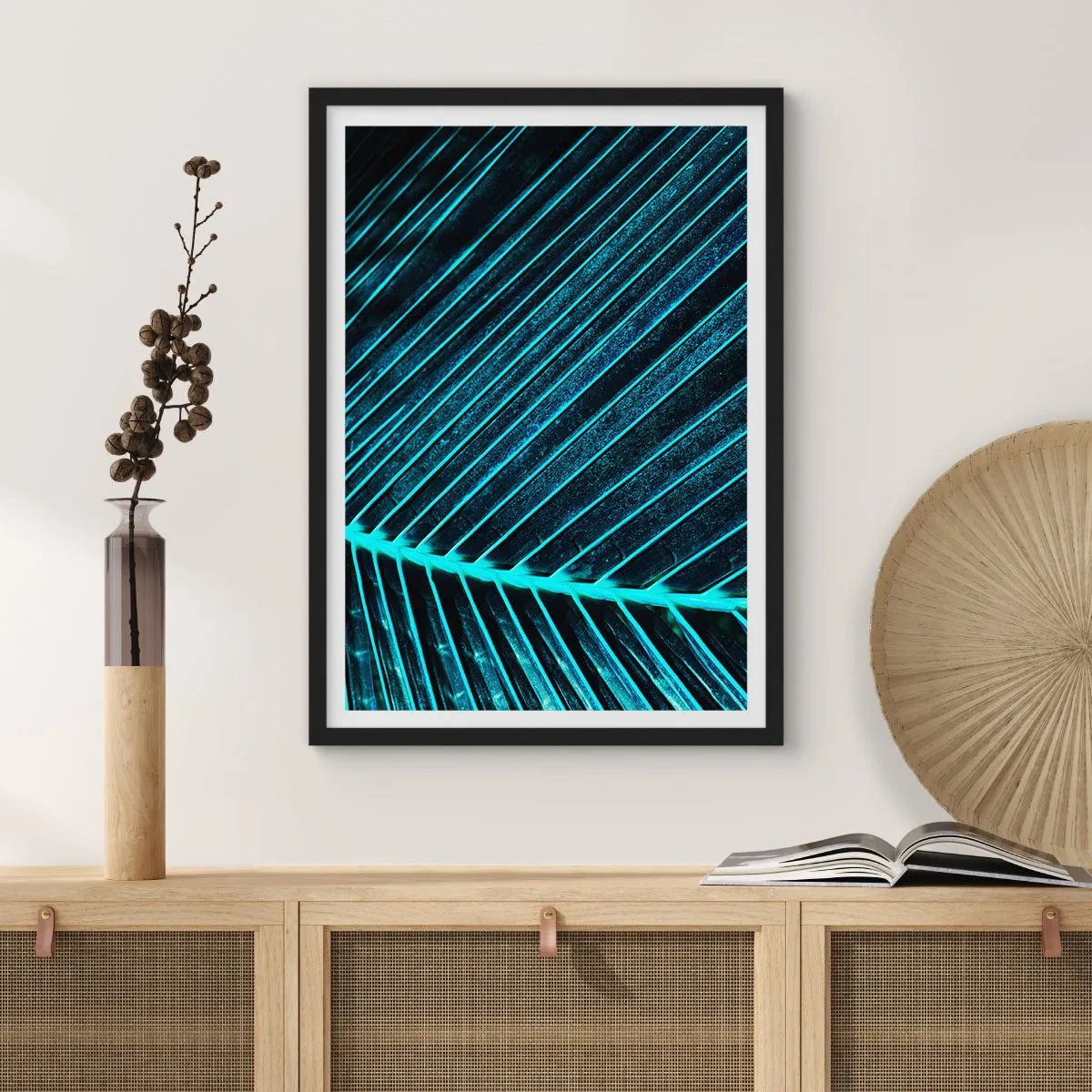 Poster in black frame - Texture of Green - 40x50 cm