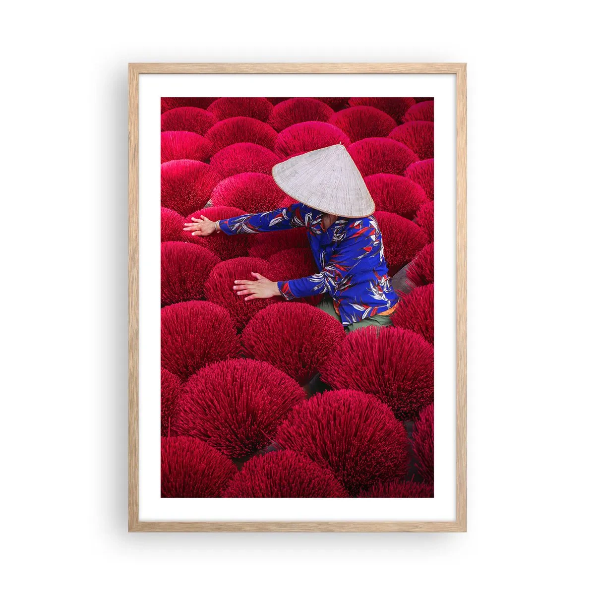 Poster in light oak frame - In the Rice Field  - 50x70 cm