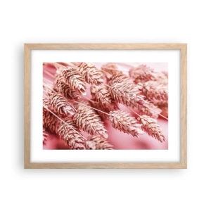 Poster in light oak frame - Flowery Cascade in Pink - 40x30 cm