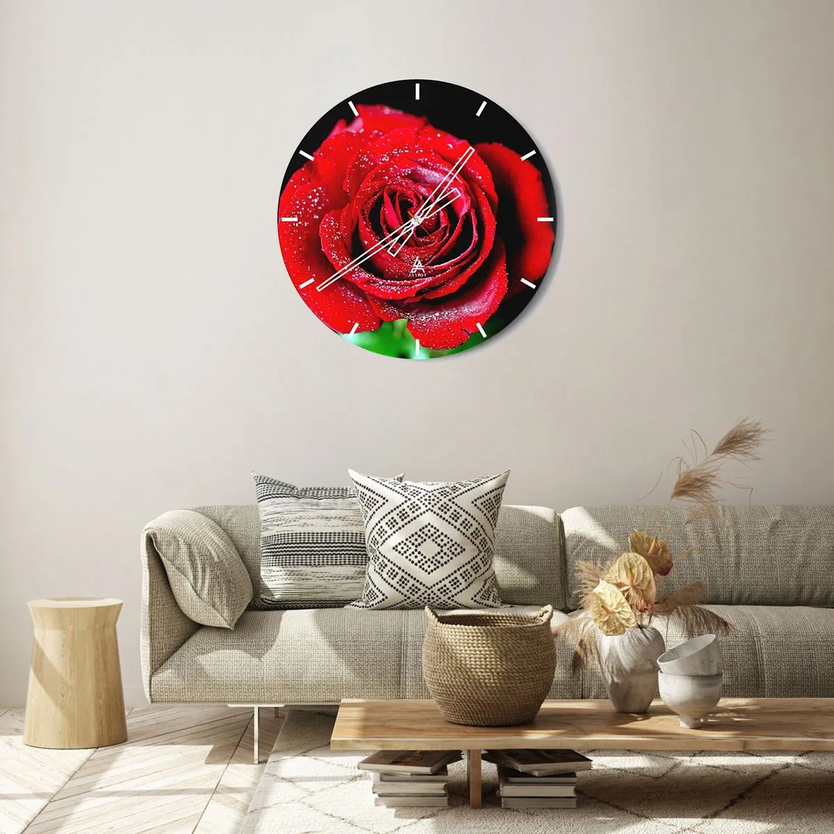 Wall clock - Clock on glass - This Is Love - 40x40 cm