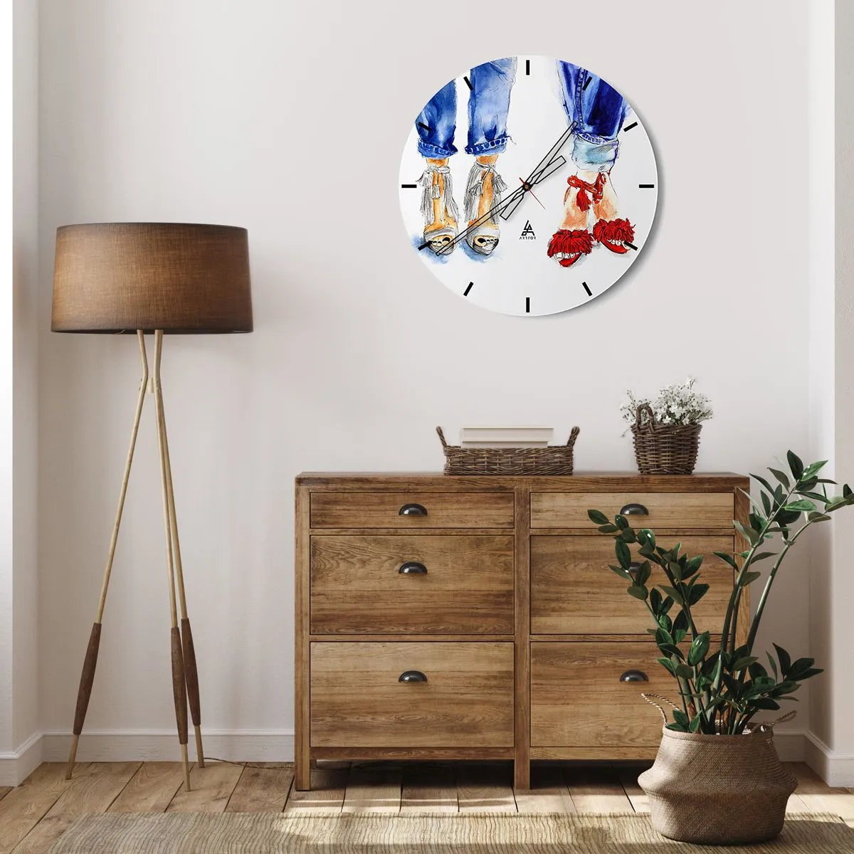 Wall clock - Clock on glass - Shall We Go for a Walk? - 30x30 cm