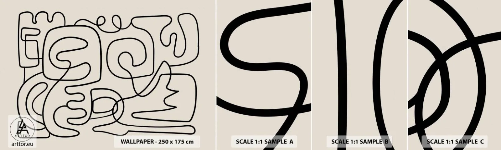 Photo Wallpaper Sample Standard Eco - Tracing - Abstraction, Piece, Lineart - 100x30 cm