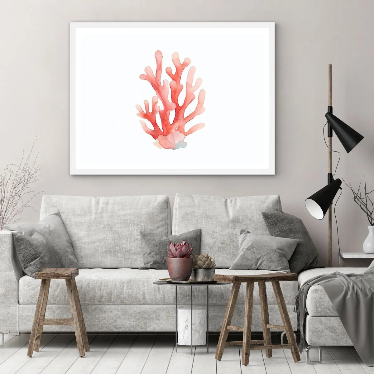 Poster in white frmae - Coral Colour Colars - 40x30 cm
