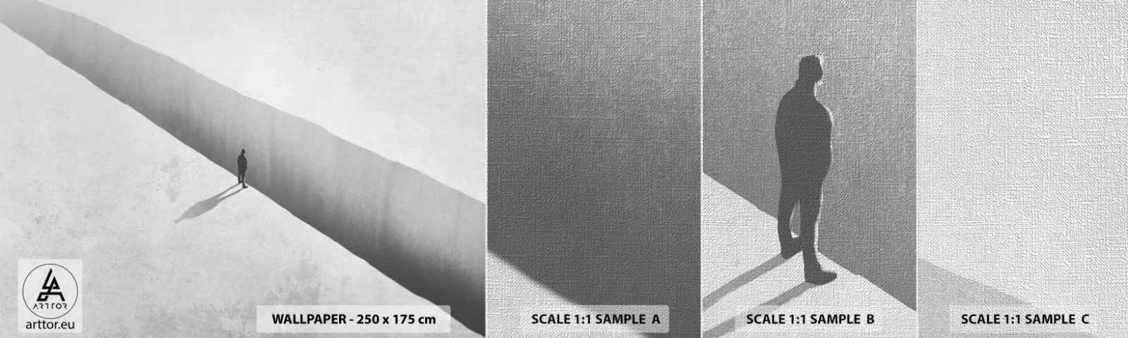 Photo Wallpaper Sample Premium Canvas - Clear Goal - Abyss, Minimalism, Man - 100x30 cm