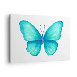 Canvas picture - Blue butterfly in watercolor style on white background - 70x50cm - Turquoise by Nature - Modern wall decoration for the living room and bedroom ARTTOR