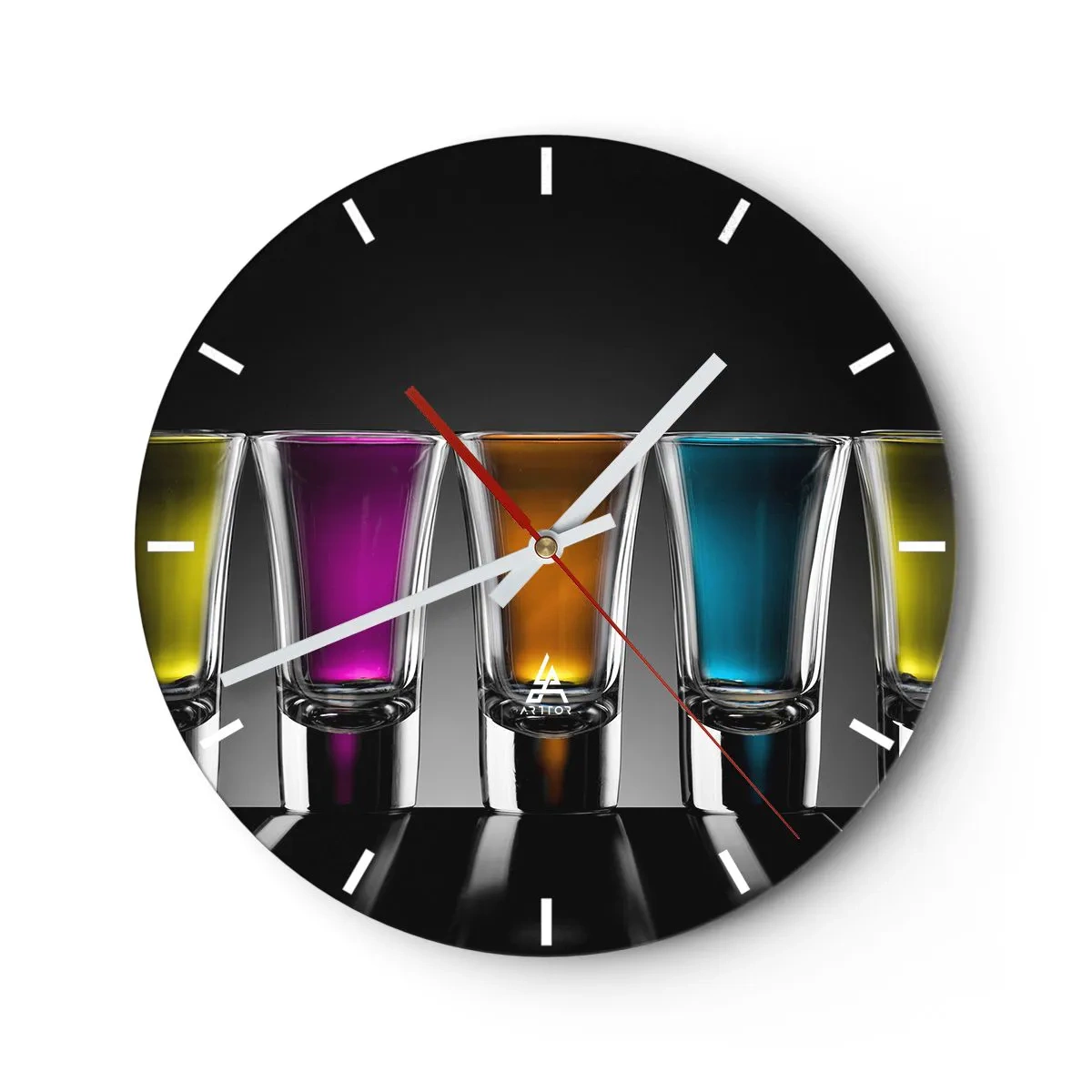 Wall clock - Clock on glass - Colours of Joy - 40x40 cm