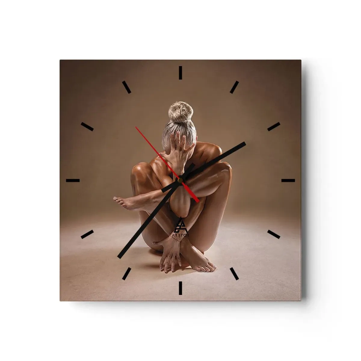 Wall clock - Clock on glass - Unity of Body and Spirit - 30x30 cm