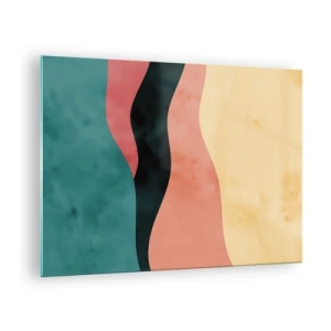 Glass picture - Colorful waves in shades of green, pink, black and beige - 70x50cm - Compatible Incompability - Modern wall decoration for the living room and bedroom ARTTOR