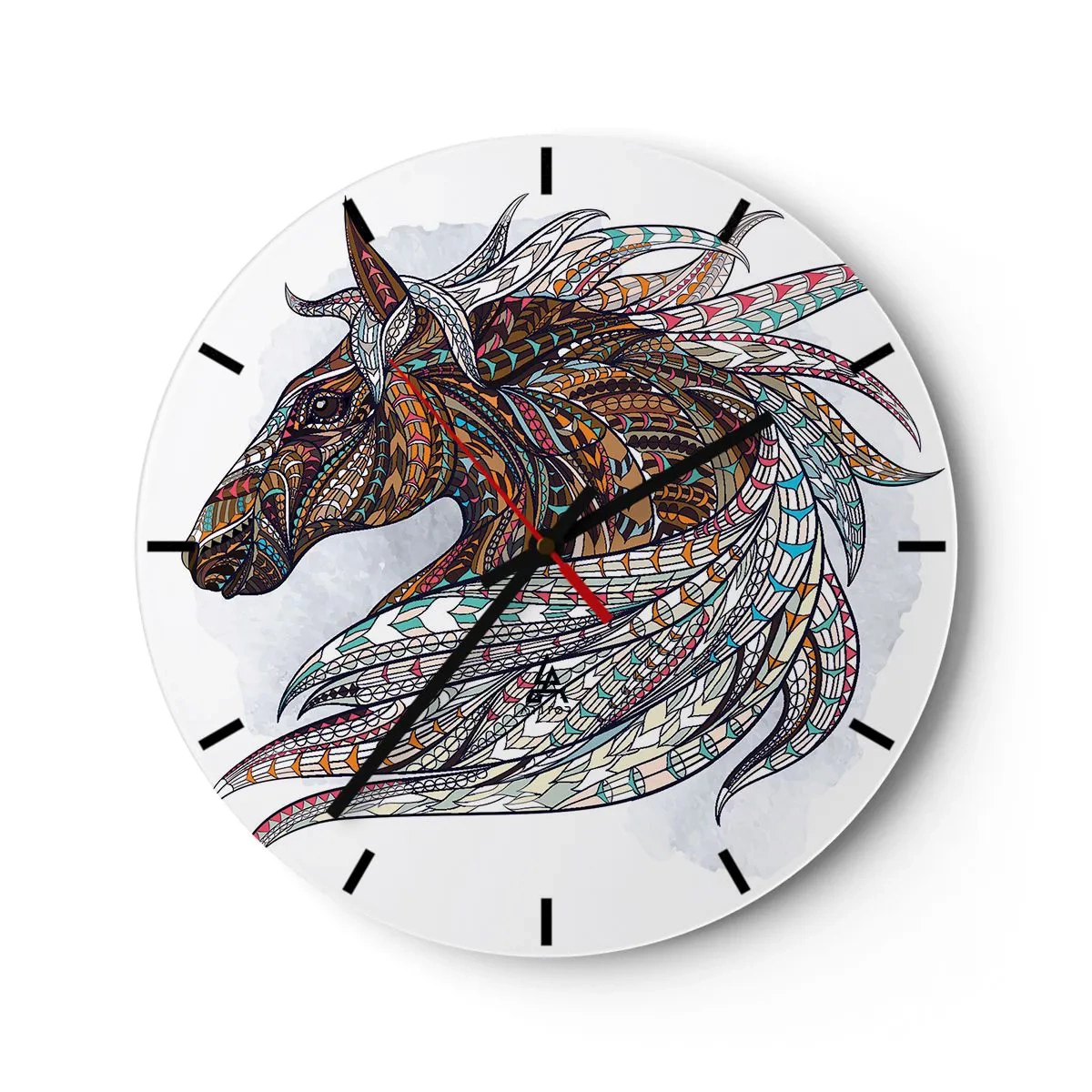 Wall clock - Clock on glass - Horse of a Celtic Warrior - 40x40 cm