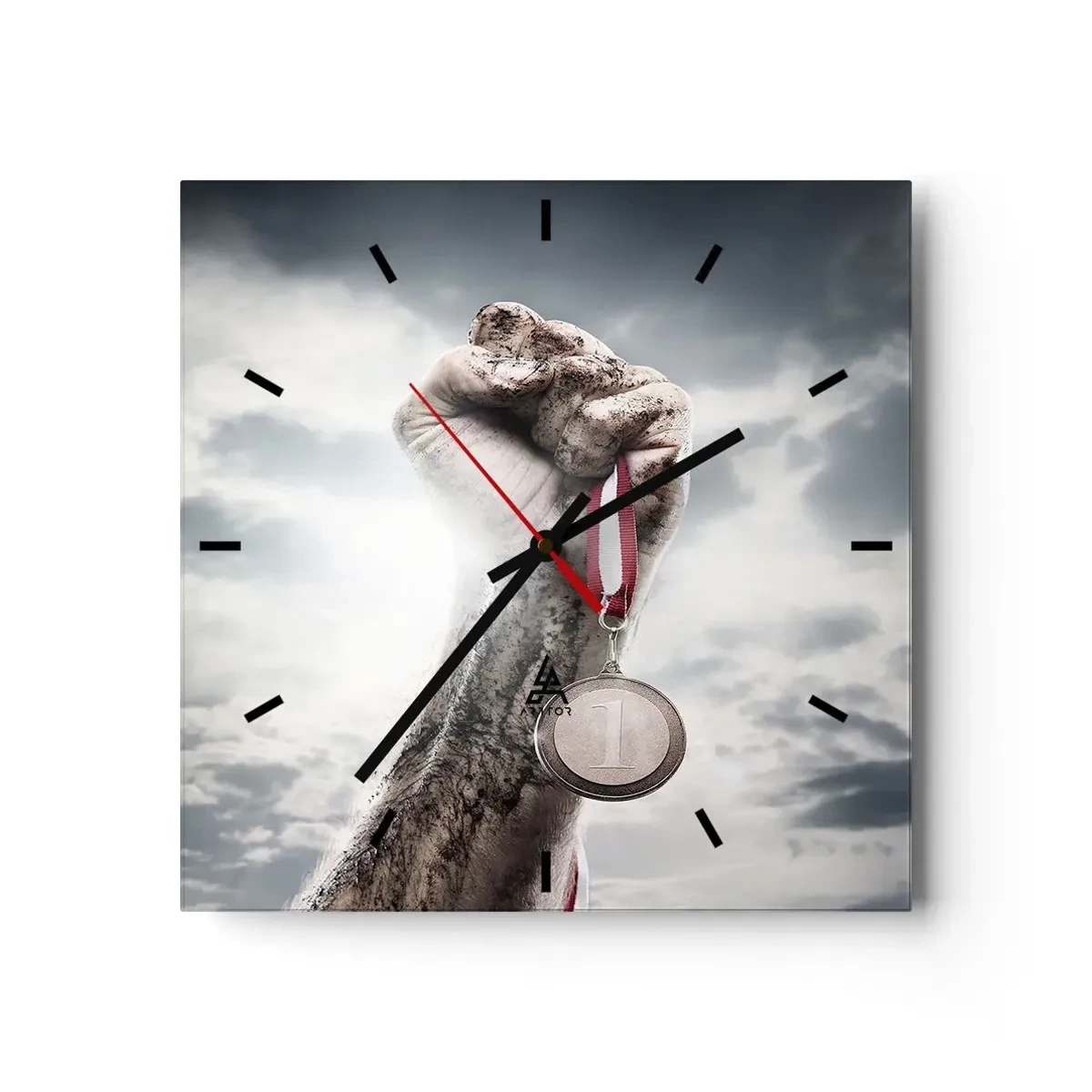 Wall clock - Clock on glass - Per Aspera Ad Astra - 40x40 cm