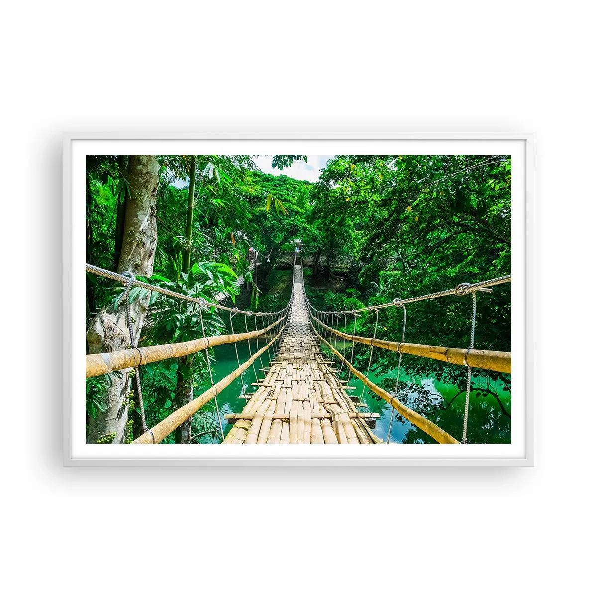 Poster in white frmae - Small Bridge over the Green - 100x70 cm